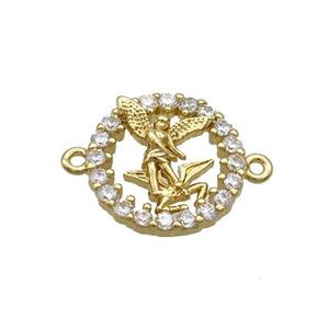 Copper Fairy Connector Pave Zircon Gold Plated, approx 16mm dia [FN35735]