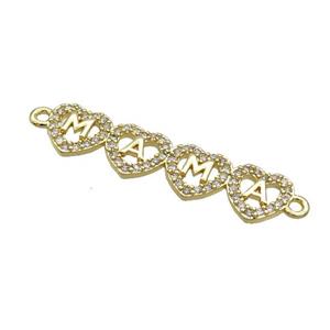 Copper Mama Pendant Pave Zircon Heart Gold Plated, approx 7-31mm [FN35748]