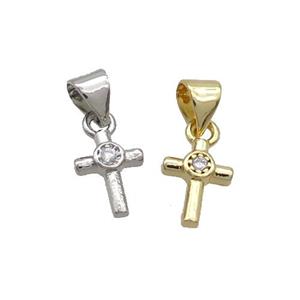 Copper Cross Pendant Pave Zircon Mixed, approx 7.5-13mm [FN35756]