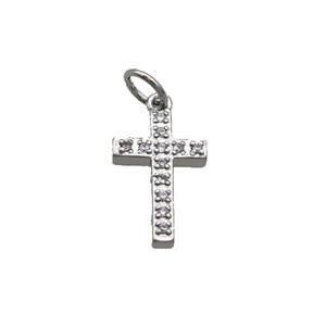 Copper Cross Pendant Pave Zircon Platinum Plated, approx 11-22mm [FN35757]