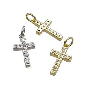 Copper Cross Pendant Pave Zircon Mixed, approx 11-22mm [FN35759]