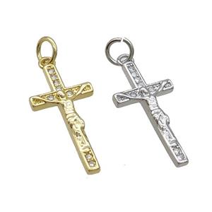 Copper Religious Cross Pave Zircon Jesus Mixed, approx 9-16mm [FN35762]