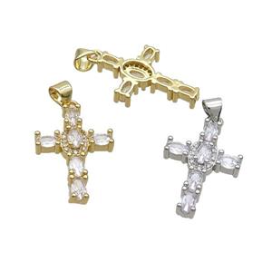 Copper Cross Pendant Pave Zircon Mixed, approx 16-24mm [FN35765]