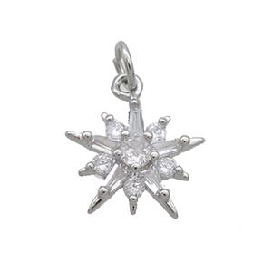 Copper Northstar Pendant Pave Zircon Platinum Plated, approx 14mm [FN35771]