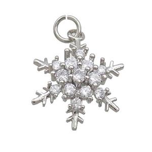 Copper Snowflake Pendant Pave Zircon Christmas Platinum Plated, approx 18mm [FN35774]