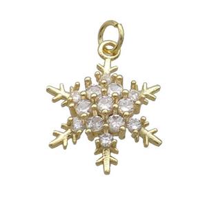 Copper Snowflake Pendant Pave Zircon Christmas Gold Plated, approx 18mm [FN35775]