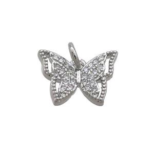 Copper Butterfly Pendant Pave Zircon Platinum Plated, approx 9-13mm [FN35782]