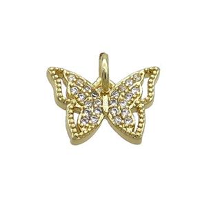 Copper Butterfly Pendant Pave Zircon Gold Plated, approx 9-13mm [FN35783]