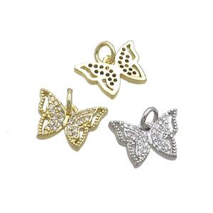 Copper Butterfly Pendant Pave Zircon Mixed, approx 9-13mm [FN35784]