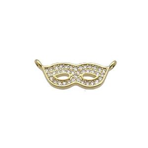Copper Eyemask Pendant Pave Zircon 2loops Gold Plated, approx 7-17mm [FN35792]