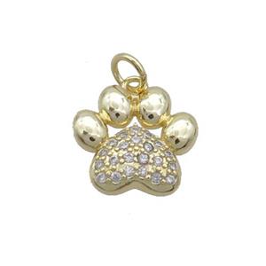 Copper Paw Pendant Pave Zircon Gold Plated, approx 13-14mm [FN35795]