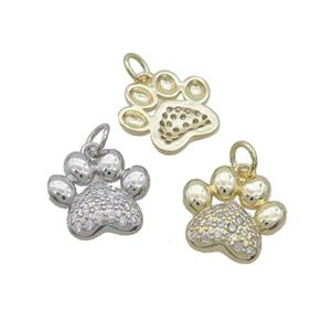 Copper Paw Pendant Pave Zircon Mixed, approx 13-14mm [FN35796]