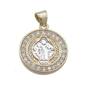 Copper Circle Pendant Pave Zircon Gold Plated, approx 17mm dia [FN35800]