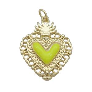 Copper Decor Heart Pendant Yellow Enamel Gold Plated, approx 20-25mm [FN35810]
