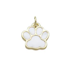 Copper Paw Pendant White Enamel Gold Plated, approx 10mm [FN35817]
