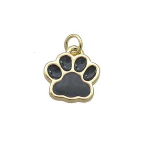 Copper Paw Pendant Black Enamel Gold Plated, approx 10mm [FN35818]