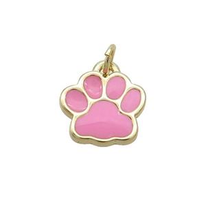 Copper Paw Pendant Pink Enamel Gold Plated, approx 10mm [FN35821]