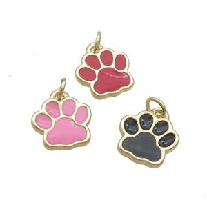 Copper Paw Pendant Enamel Gold Plated Mixed, approx 10mm [FN35822]
