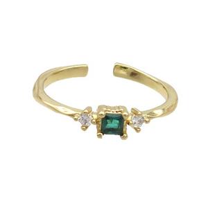 Copper Ring Pave Zircon Adjustable Gold Plated, approx 4mm, 18mm dia [FN35839]