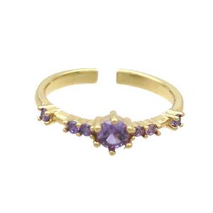 Copper Ring Pave Zircon Gold Plated, approx 4mm, 18mm dia [FN35840]
