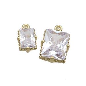 Copper Rectangle Pendant Pave Crystal Glass Gold Plated, approx 6-8mm [FN35851-S]