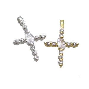 Copper Cross Pendant Pave Zircon Mixed, approx 13-21mm [FN35854]