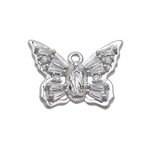Copper Butterfly Pendant Pave Crystal Glass Platinum Plated, approx 15-20mm [FN35868]