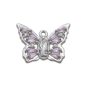 Copper Butterfly Pendant Pave Crystal Glass Platinum Plated, approx 15-20mm [FN35869]