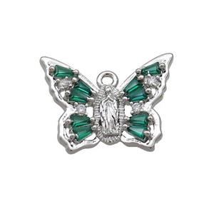 Copper Butterfly Pendant Pave Crystal Glass Platinum Plated, approx 15-20mm [FN35870]
