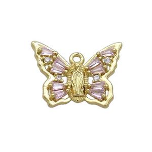 Copper Butterfly Pendant Pave Crystal Glass Gold Plated, approx 15-20mm [FN35873]