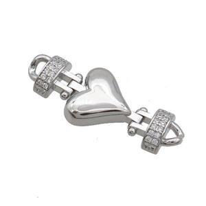 Copper Heart Connector Pave Zircon Platinum Plated, approx 14-35mm [FN35884]