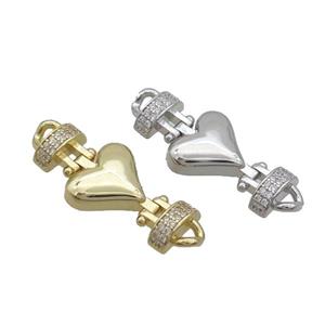 Copper Heart Connector Pave Zircon Mixed, approx 14-35mm [FN35886]