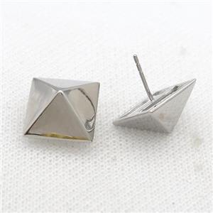 Copper Pyramid Stud Earring Platinum Plated, approx 14-20mm [FN35889]