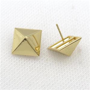 Copper Pyramid Stud Earring Gold Plated, approx 14-20mm [FN35890]