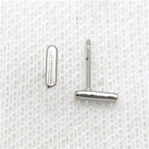 Copper Stud Earring I-Letter Platinum Plated, approx 5-7mm [FN35901]