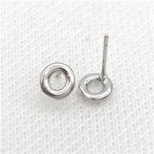 Copper Stud Earring O-Letter Platinum Plated, approx 5-7mm [FN35907]