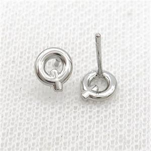 Copper Stud Earring Q-Letter Platinum Plated, approx 5-7mm [FN35909]