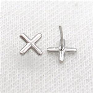 Copper Stud Earring X-Letter Platinum Plated, approx 5-7mm [FN35916]