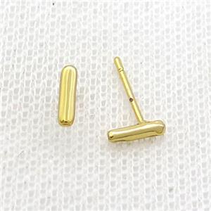 Copper Stud Earring I-Letter Gold Plated, approx 5-7mm [FN35927]