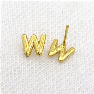 Copper Stud Earring W-Letter Gold Plated, approx 5-7mm [FN35940]