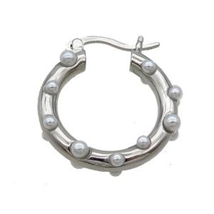 Copper Latchback Earring Pave Pearlized Resin Platinum Plated, approx 20mm [FN35944]