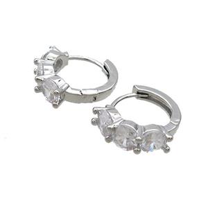 Copper Hoop Earring Pave Zircon Platinum Plated, approx 15mm [FN35947]