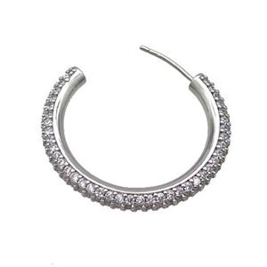 Copper Stud Earring Pave Zircon Platinum Plated, approx 30mm [FN35973]