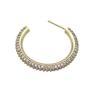 Copper Stud Earring Pave Zircon Gold Plated, approx 30mm [FN35978]
