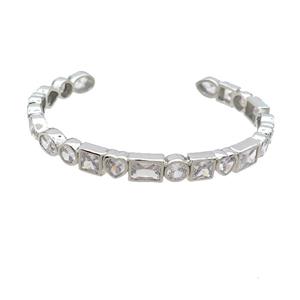 Copper Bangle Pave Zircon Platinum Plated, approx 7mm, 50-60mm dia [FN36120]