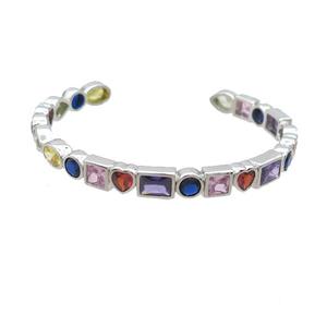 Copper Bangle Pave Zircon Platinum Plated, approx 7mm, 50-60mm dia [FN36121]