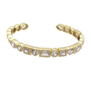Copper Bangle Pave Zircon Gold Plated, approx 7mm, 50-60mm dia [FN36122]