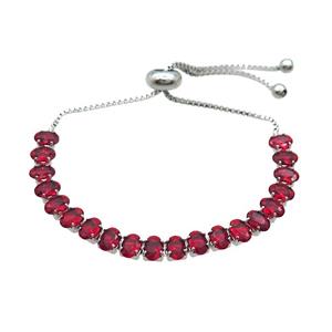 Copper Bracelet Pave Red Crystal Glass Adjustable Platinum Plated, approx 4x6mm, 26cm length [FN36133]