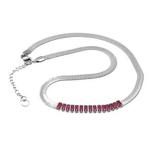 Copper Necklace Pave Red Crystal Glass Platinum Plated, approx 5mm, 38-43cm length [FN36149]