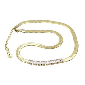 Copper Necklace Pave Crystal Glass Gold Plated, approx 5mm, 38-43cm length [FN36151]
